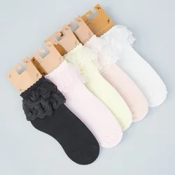 Lolita Women Harajuku Retro Lace Short Ankle Socks JK Frilly Ruffle Cotton Princess Girls Soft Wedding Dance White Cute Ballet