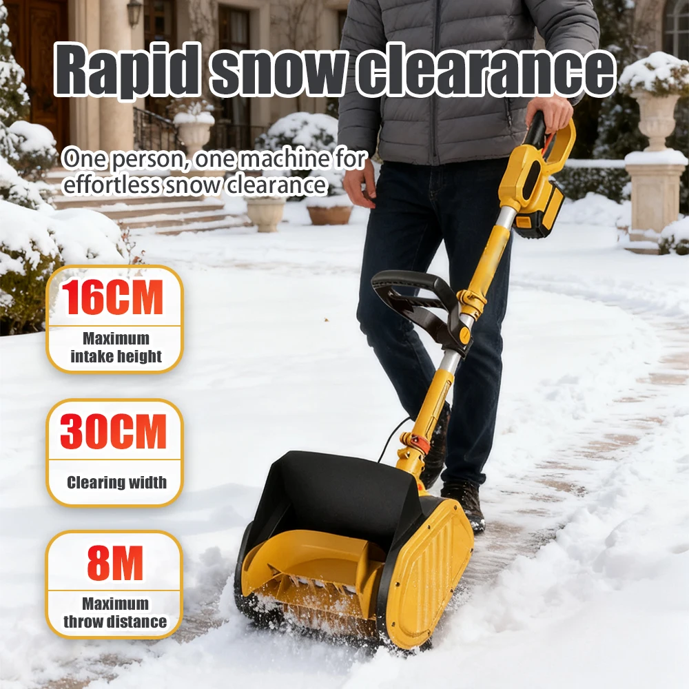 1200W Electric Battery-Powered Snow Blower Cordless Snow Thrower Snow Sweeper Winter Snow Clearing Machine Snow Removal Tool