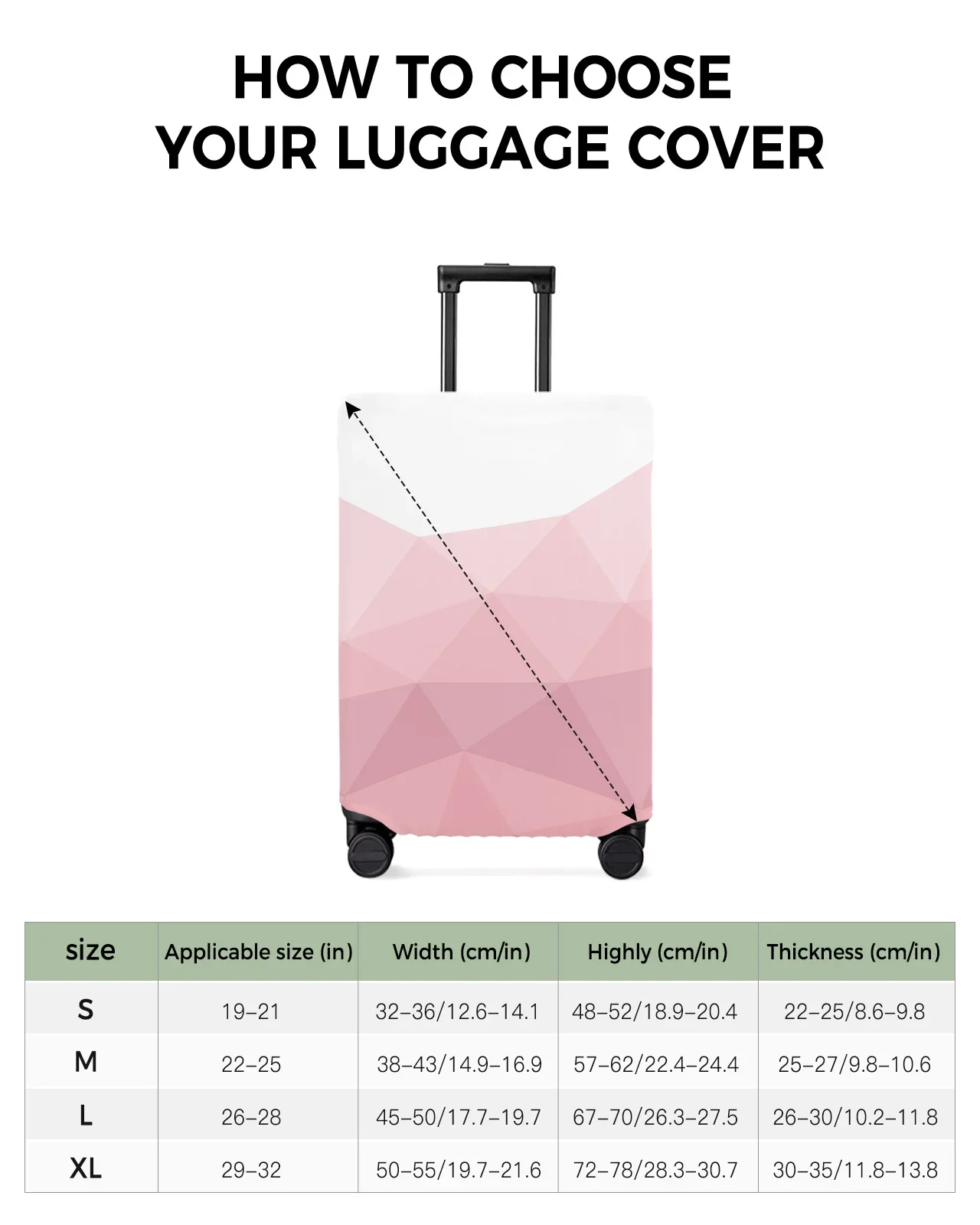 Geometric Triangle Pink Gradient Travel Luggage Protective Cover Travel Accessories Suitcase Elastic Dust Case Protect Sleeve