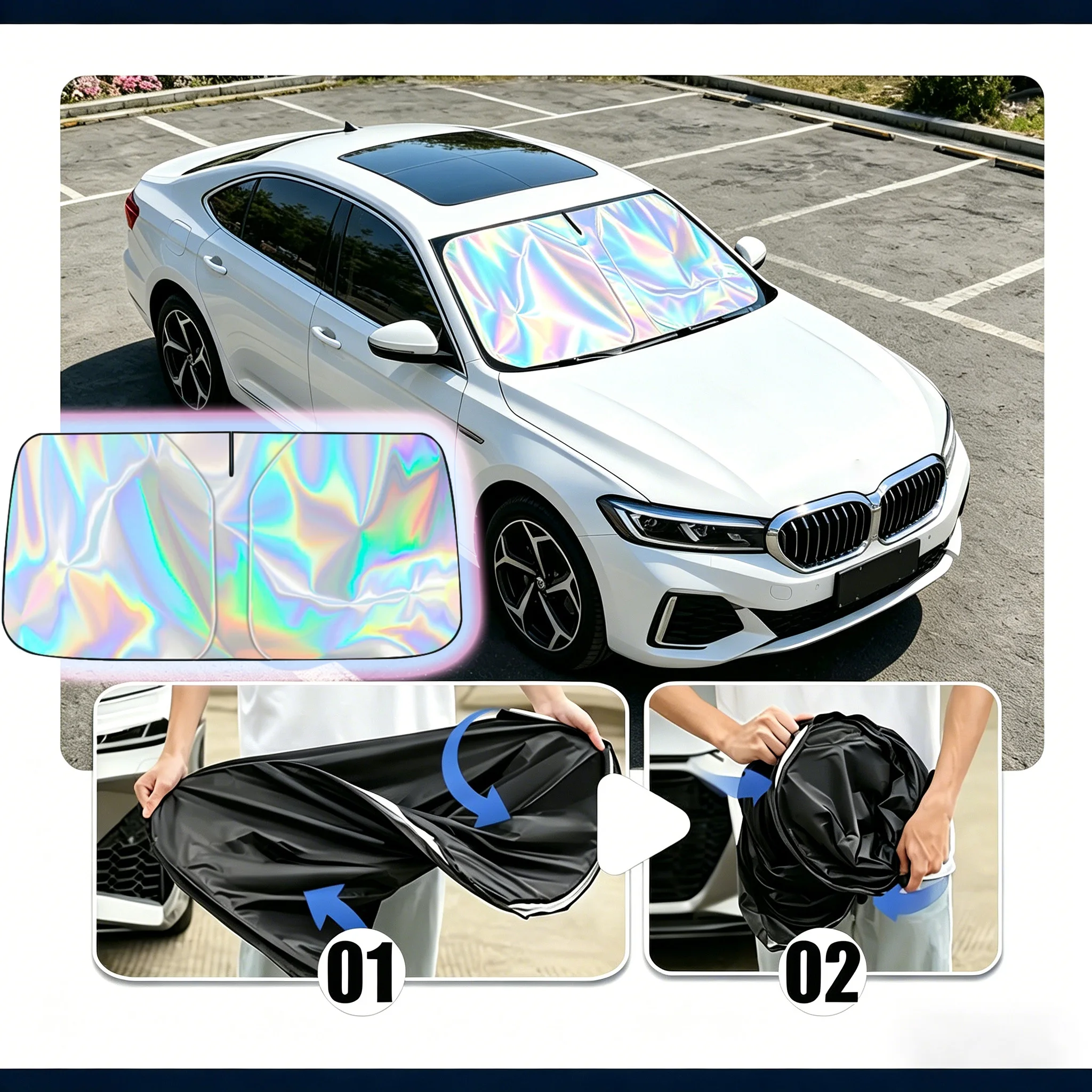 Front Windshield Sunshade For BMW X1 X3 X5 1/3/4/5 Series E46, E90, E60, F30 U11 Summer Heat Insulation For BMW Accessories