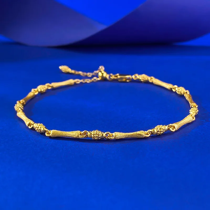 

Новый винтажный браслет из стерлингового серебра 925 пробы из матового бамбука с струящимся золотым летним модным браслетом, регулируемые свадебные украшения