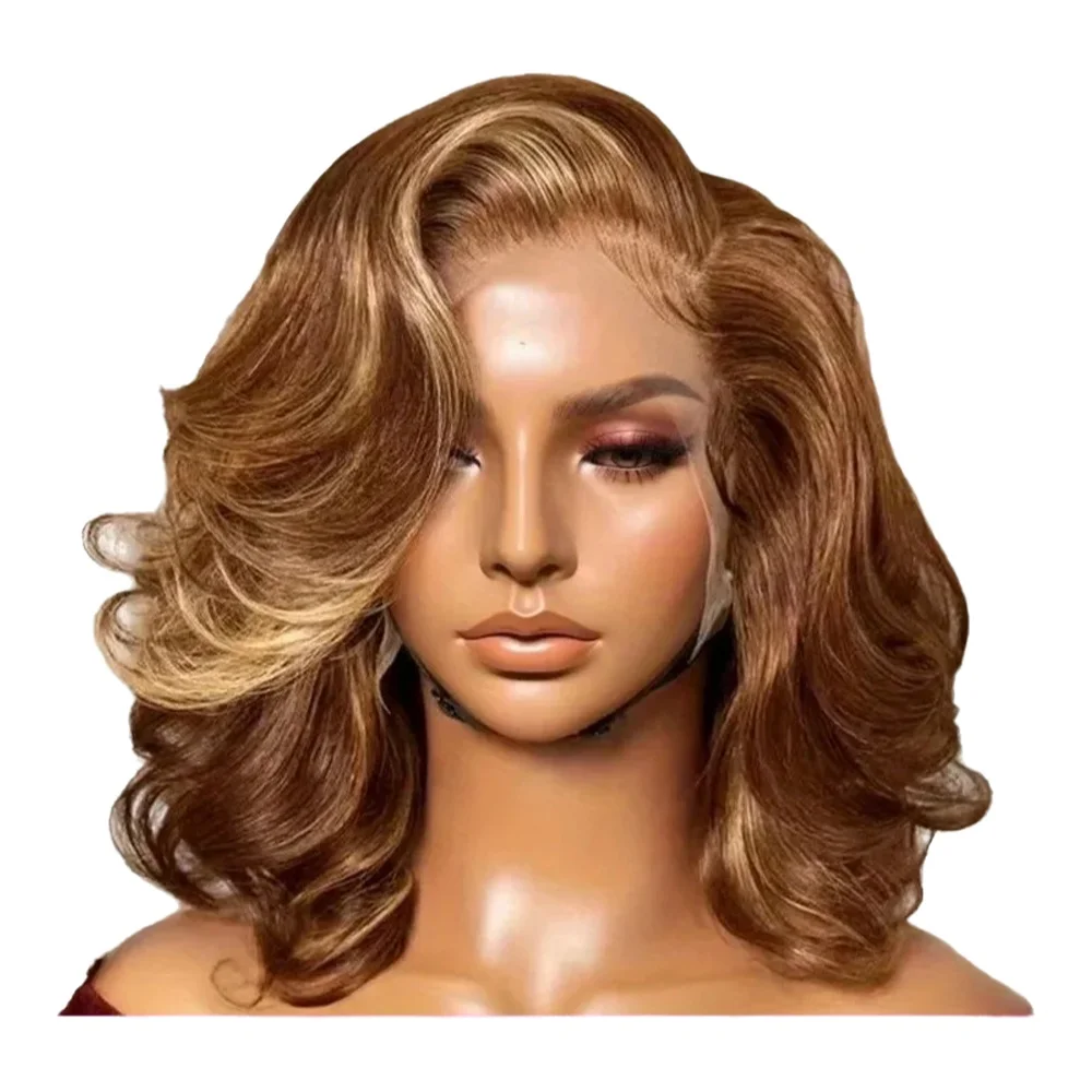 Ombre Lace Front Perücke Echthaar 4/27 Körperwelle 13x4 leimlose Perücken Echthaar vorgezupft vorgeschnitten 200 % Dichte Highlight Perücke