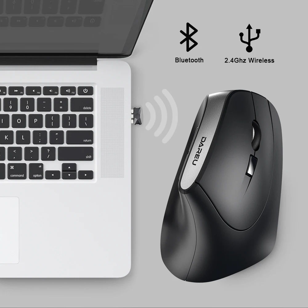 DAREU Bluetooth Wireless Mouse 2.4Ghz Dual Mode 6 Buttons Ergonomic Skin Type Vertical Mice For PC Steam Laptop Computer Gamer