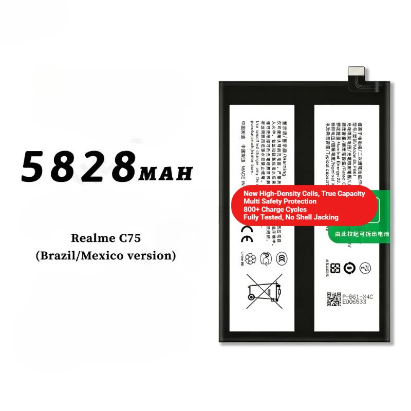 BLPB61 for OPPO Realme C75 (Brazil/Mexico Version) Phone Battery 0 Cycle High Capacity Battery Replacement Bateria  with Tools