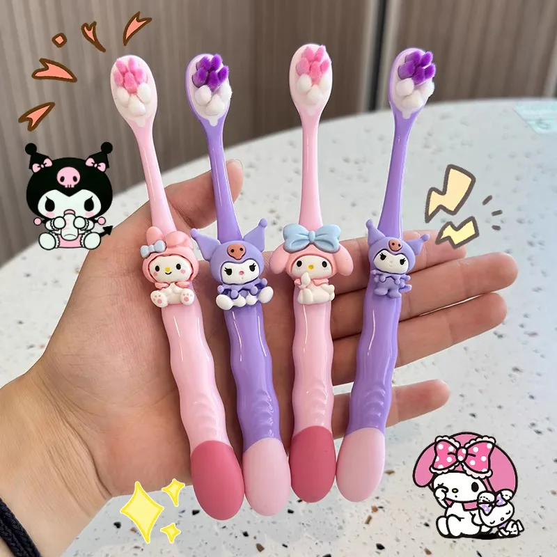 

4 шт. Sanrio Kuromi зубная щетка Kawaii мультфильм милая мелодия нанометр мягкая меховая зубная щетка чистый бытовой инструмент для чистки полости рта подарок