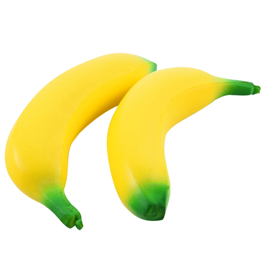 2 Pcs Banana Toy Stress Lovely Stretchy Pressure Toys Children’s Pu Elasticity Interesting Adorable Model Funny Sensory