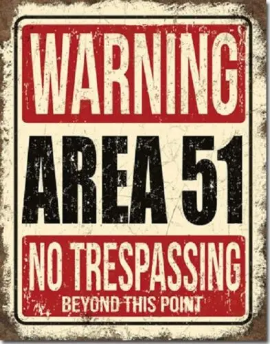 1b, Образовательная зона 51, заборонено вход НЛО Альянс, ретро настенный декор, металлическая жестяная вывеска