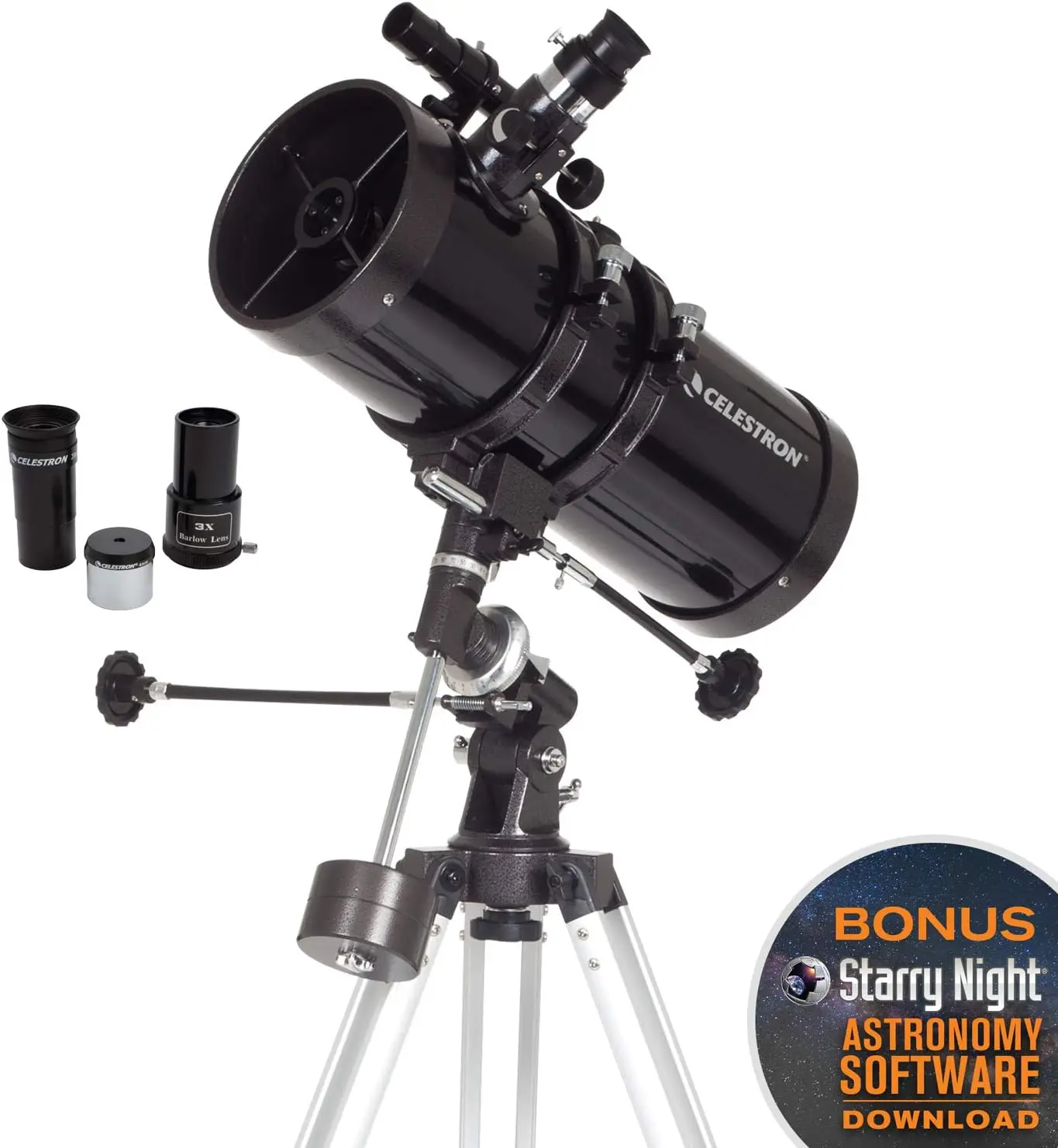 PowerSeeker 127EQ Telescope - Manual German Equatorial Telescope for Beginners - Compact and Portable - Bonus Astron