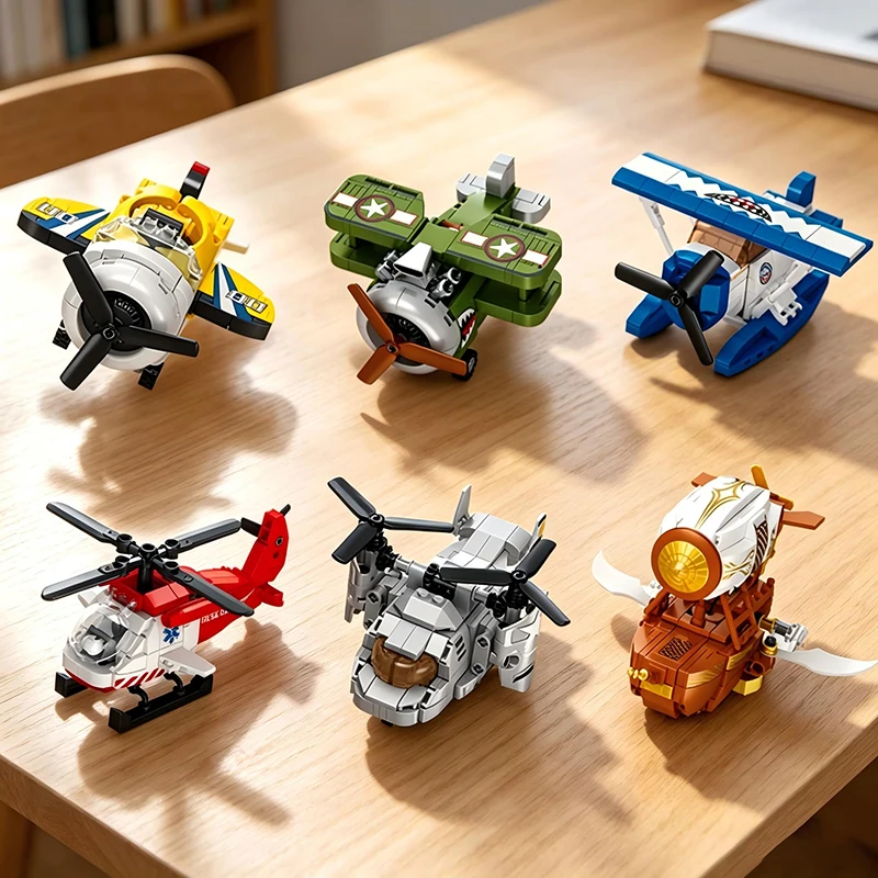 New Arrivals Puzzle Building Blocks Toy Nostalgic Airplane Combination Brain-boosting Assembly Moving Aircraft Toys Gift