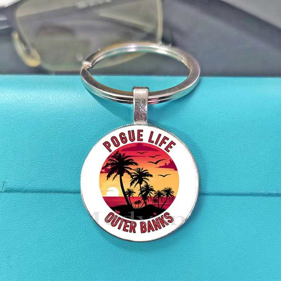 Exquisite Surfing Element Glass Dome Key Chain Unisex Key Ornament Perfect Beach Activity Gift For Surf Lovers
