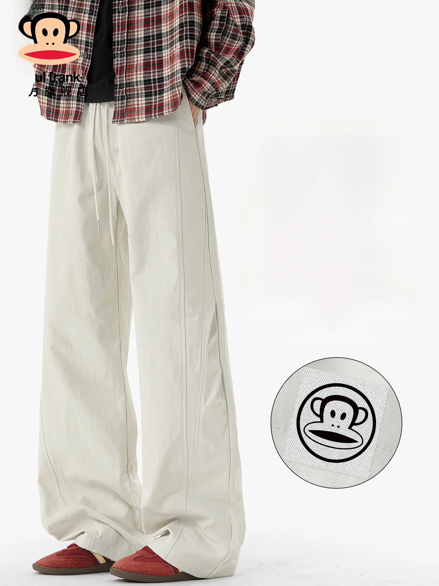 

PaulFrank Men's Casual Pants Straight Leg Loose Wide Leg Workwear Trousers Spring New Sle Deconstructed Patchwork