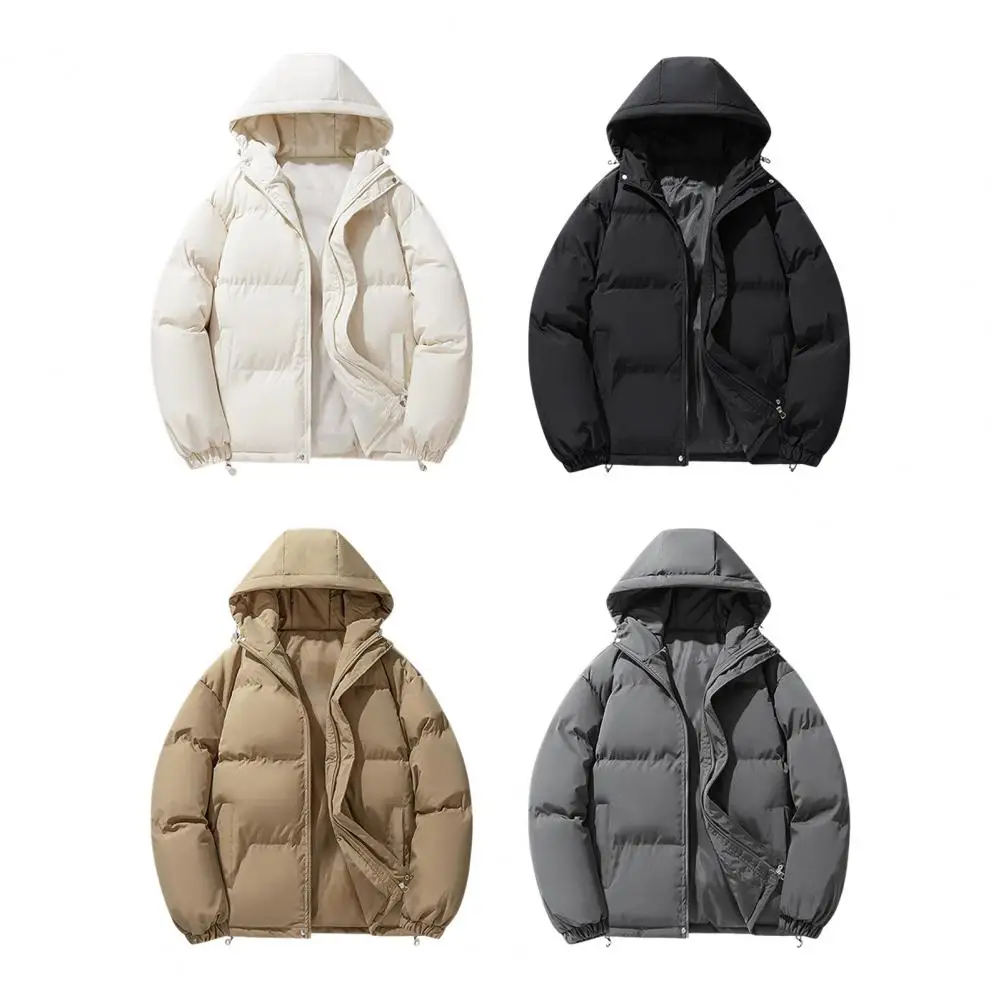 

Зимняя новая толстая теплая мужская модная хлопковая куртка большого размера со свободной молнией и повседневная хлопковая куртка для мужчин, однотонное пальто