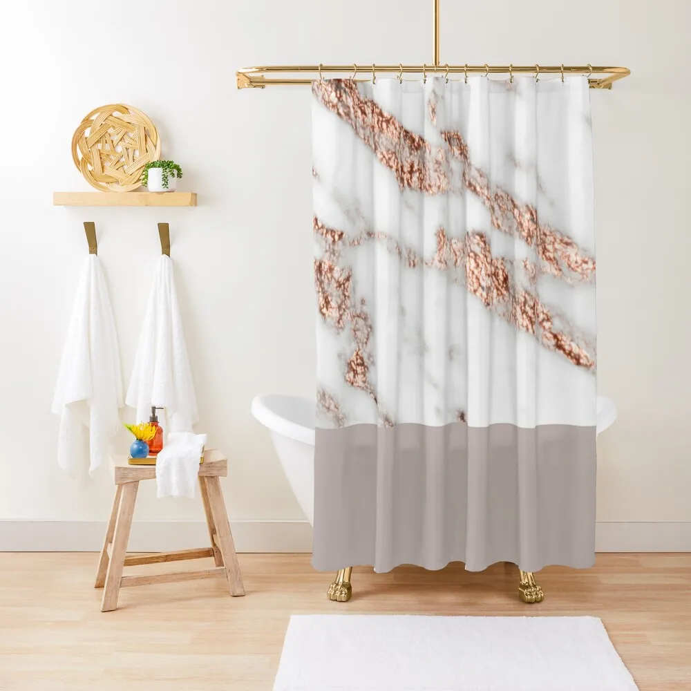 

Blushing rose gold marble III Shower Curtain Bathroom Fabric Shower Sets For Bathroom Washable Waterproof Fabric Shower Curtain