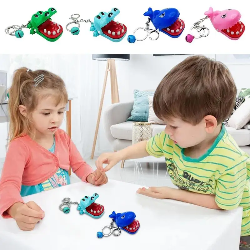 Juguetes con dientes de cocodrilo, divertidos juegos de dentista para morder los dedos, llavero interactivo de cocodrilo, juguete de fiesta familiar, llavero creativo para niños