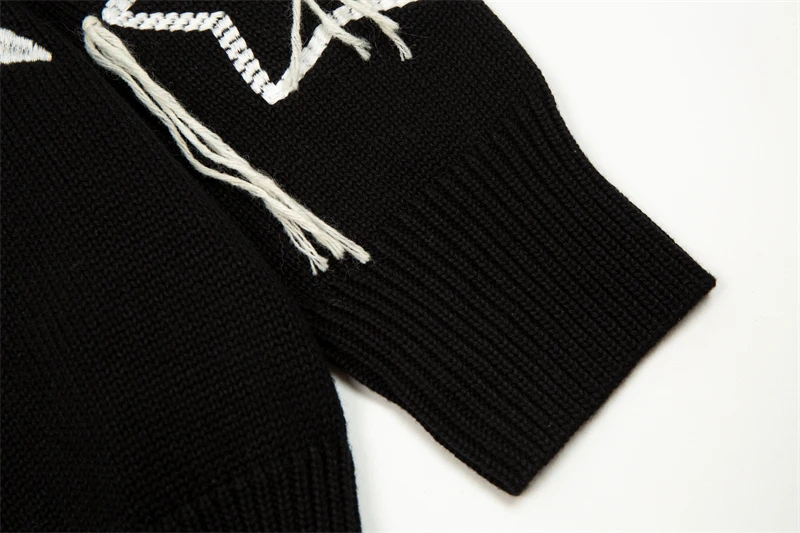 Top Version Tassels Star Knit Vintage Damaged Sweater Men Women  Sweatshirts Jacquard Sweaters