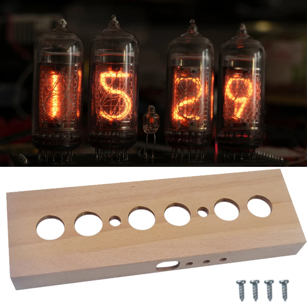 IN14 świecący zestaw montażowy zegarowy DC12V 1A bukowa powłoka z drewna IN14 Nixie Tube cyfrowy zegar LED elektroniczny zestaw do majsterkowania do