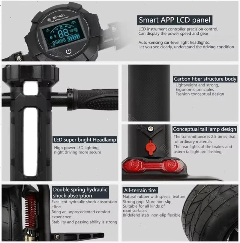 11 Zoll leistungsstarkes elektrisches Einrad für Erwachsene, 800 W, 60 V, selbstbalancierender Elektroroller mit einem Rad und Bluetooth für Damen und Herren – Detail 7