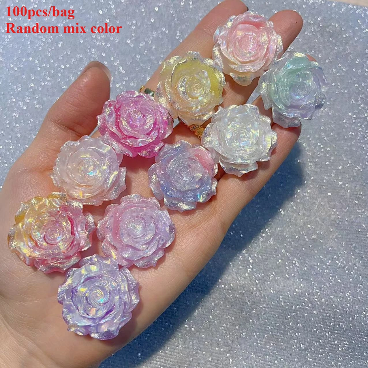 100pcs 3D Resin Little Fatty Rose 30×30mm Firefly Handmade Luminous Photo Frame Phone Case Diy Charms