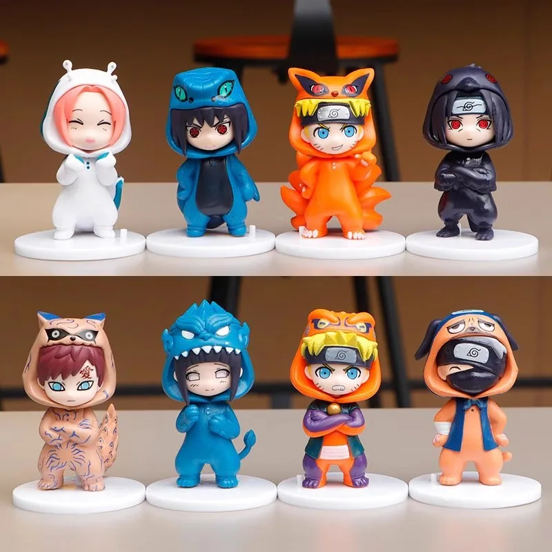 9 см Наруто Аниме Фигурка Наруто Какаши Фигурка Q Версия Kawaii Саске Итачи Фигурка Украшение автомобиля Коллекция Модель Игрушки