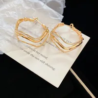 Multi-layer Twisted Metalic Hoop Earrings Irregular Circular Waves Earrings Woman Punk European and American Accessories Party K - Image 4