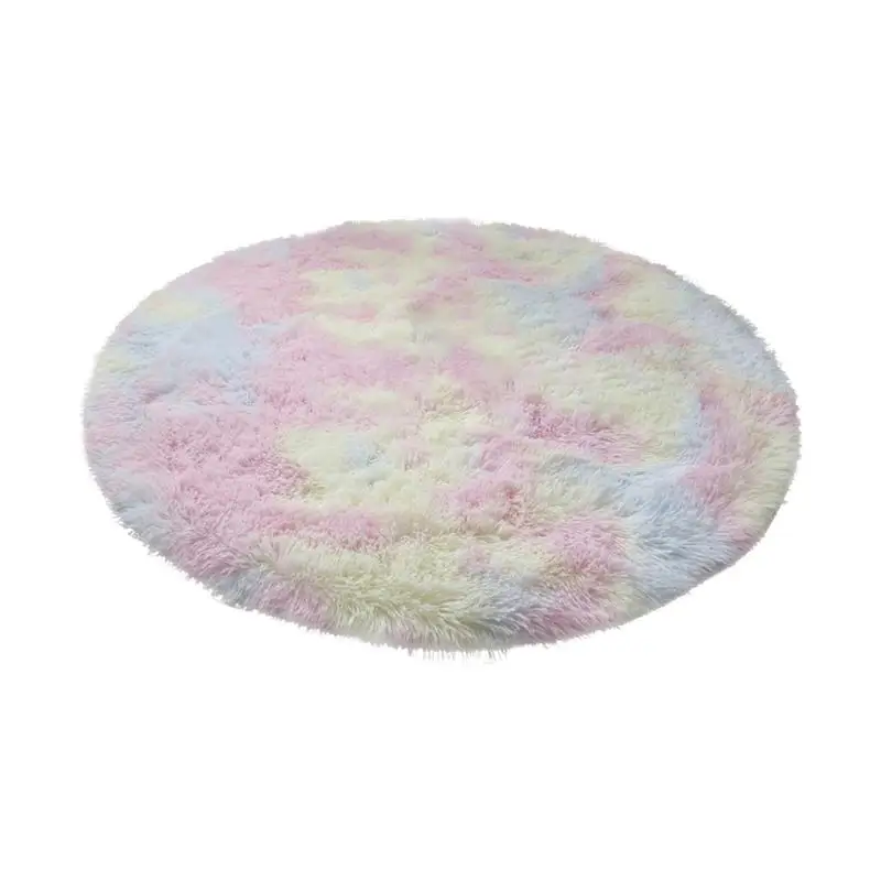 

Colorful Rainbow Rug Fluffy Round Area Rug Shaggy Rug Floor Tiles Rug Bedroom Rug Round Hairy Rug Thick Pile Rug Furry Throw Rug