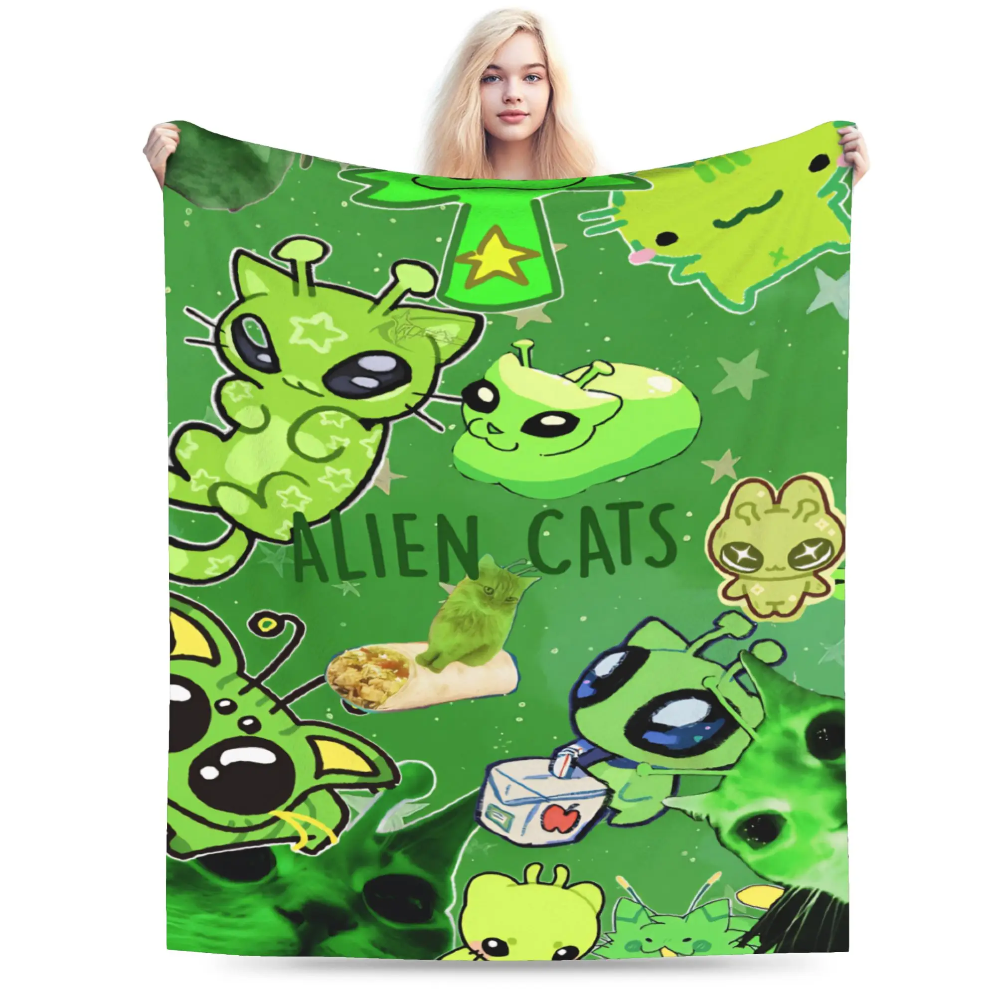 Alien Cat cats Blankets Super Soft Fleece Novelty Gifts  Throw Blanket Quilt