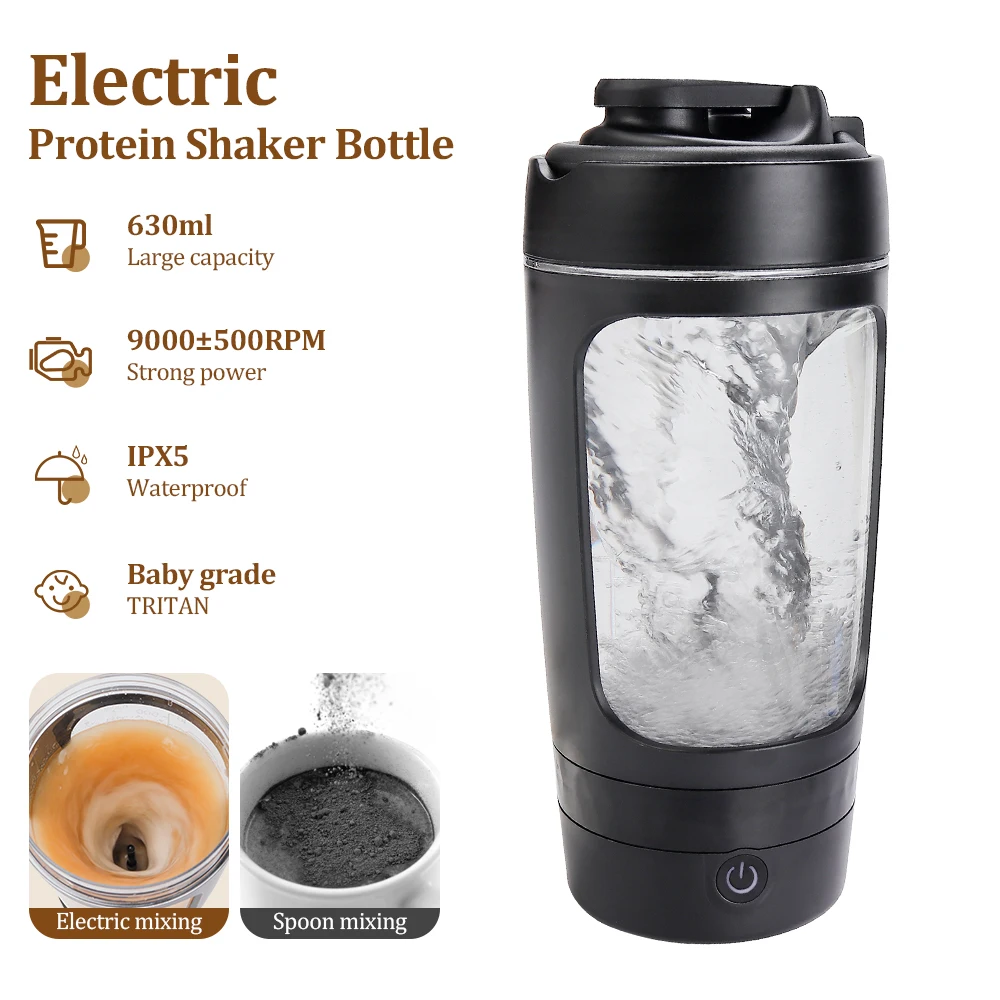 630ml Automatic Electric Mixing Shaker Bottle Long Battery Operated Whey Protein Stirring Cup Gym Fitness Drink Cup