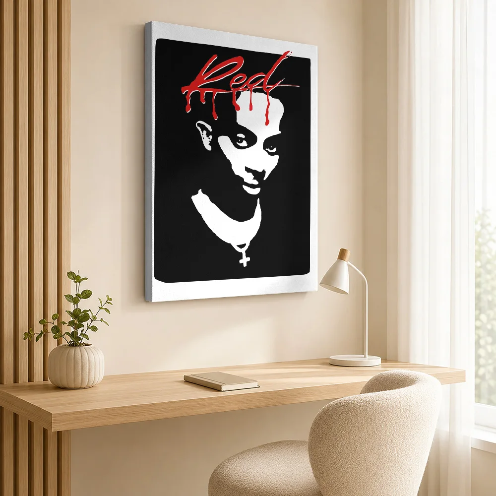 Playboi Carti Red Album Framed Canvas Print Poster Grunge Style Wall Decor With Personalized Photo For Bedroom Ideal Fan Gift