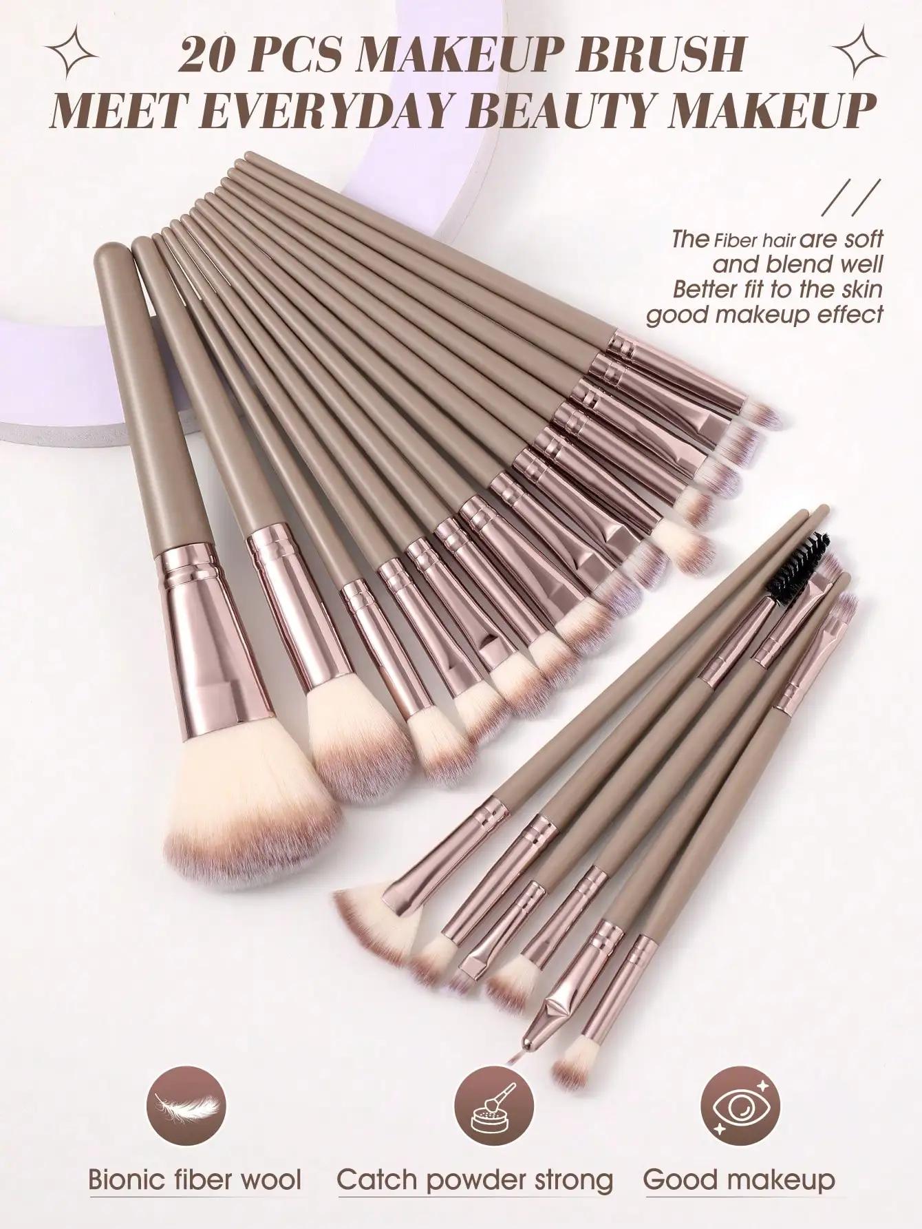 43PCS Makeup Tools:1PC Cosmetic Bag+20PCS Makeup Brush Set+6PCS Makeup Sponges+8PCS Powder Puffs+8PCS Makeup Tools