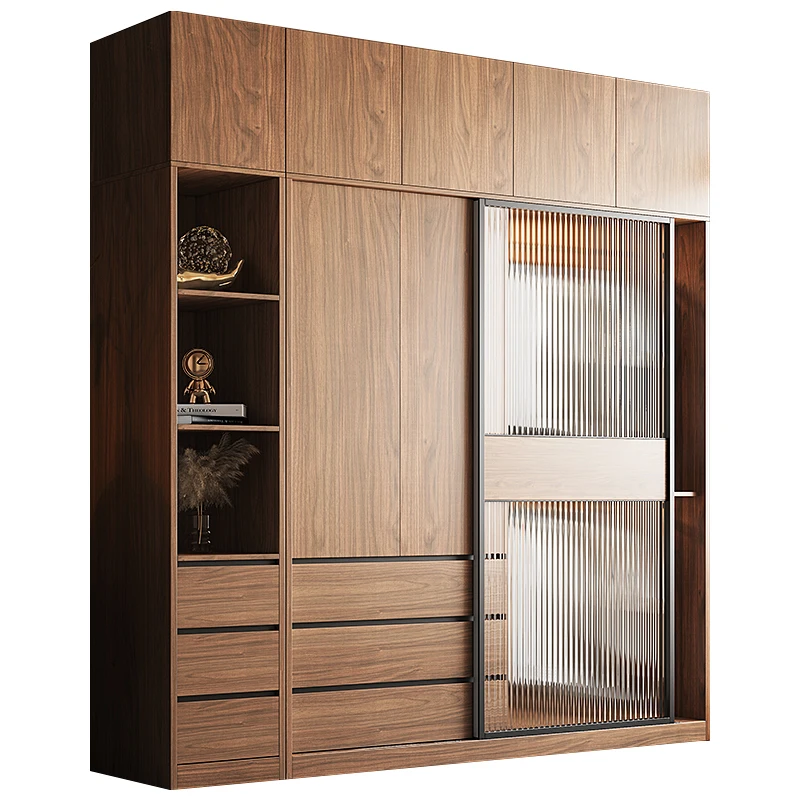 Storage Sliding Doors Wardrobes Design Elegant Wooden Living Room Wardrobe Storage Luxury Set Armadio Guardaroba Furniture Home