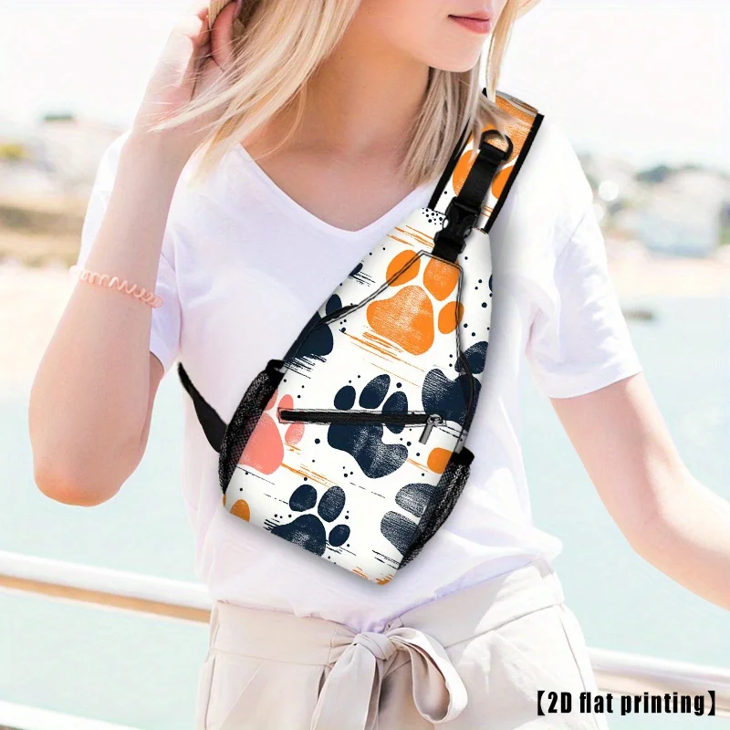 

Colorful Dog Paw Crossbody and Casual Backpacks Hiking Chest Bags Travel Bags Crossbody Bags Daily Leisure Outdoor Travel