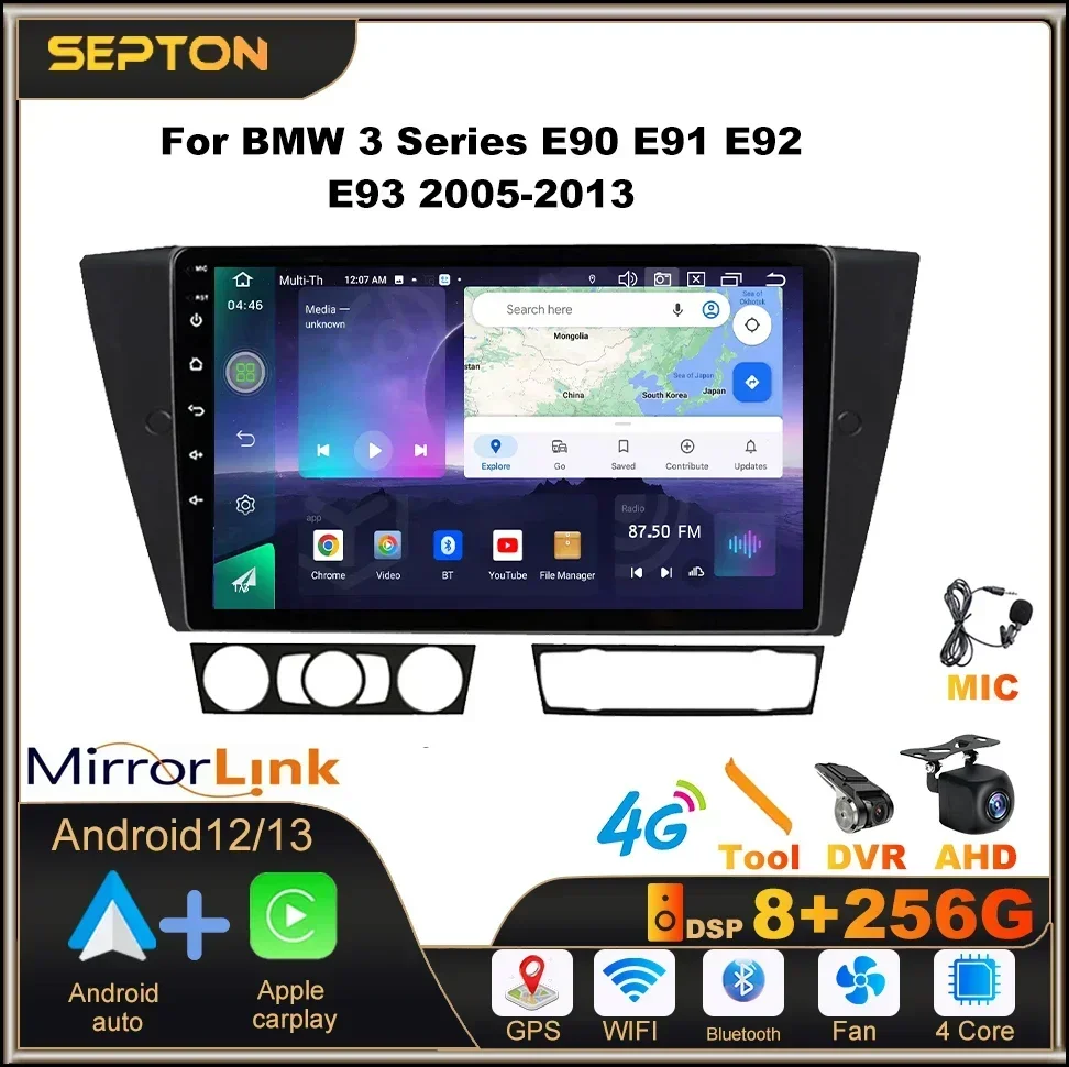 

SEPTON Android Car Radio for BMW 3 Series E90 E91 E92 E93 2005-2013 GPS CarPlay Multimedia Player Head Unit 2Din Screen Player