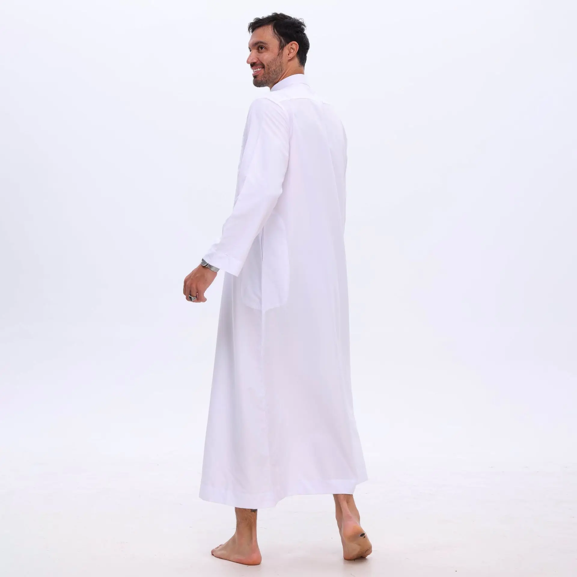 Middle East Muslim Men Robe White Dress Qatari Abaya Jubba Thobe Islam Clothing Daffah Dishdasha Eid Djellaba Ramada Thoub Gown