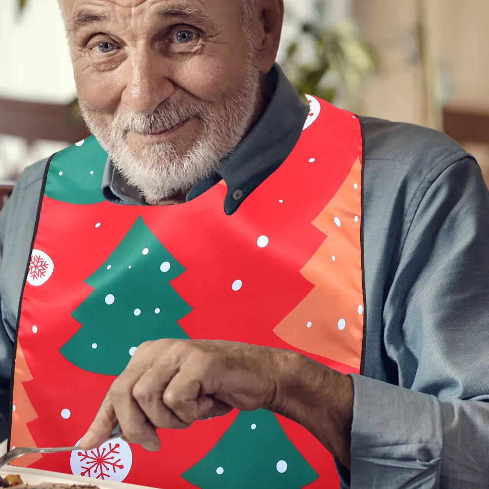 

2pcs Christmas Santa Claus Bibs Adult Women Elderly Patients Adjustable Snap Buckle Polyester Material Gift Idea