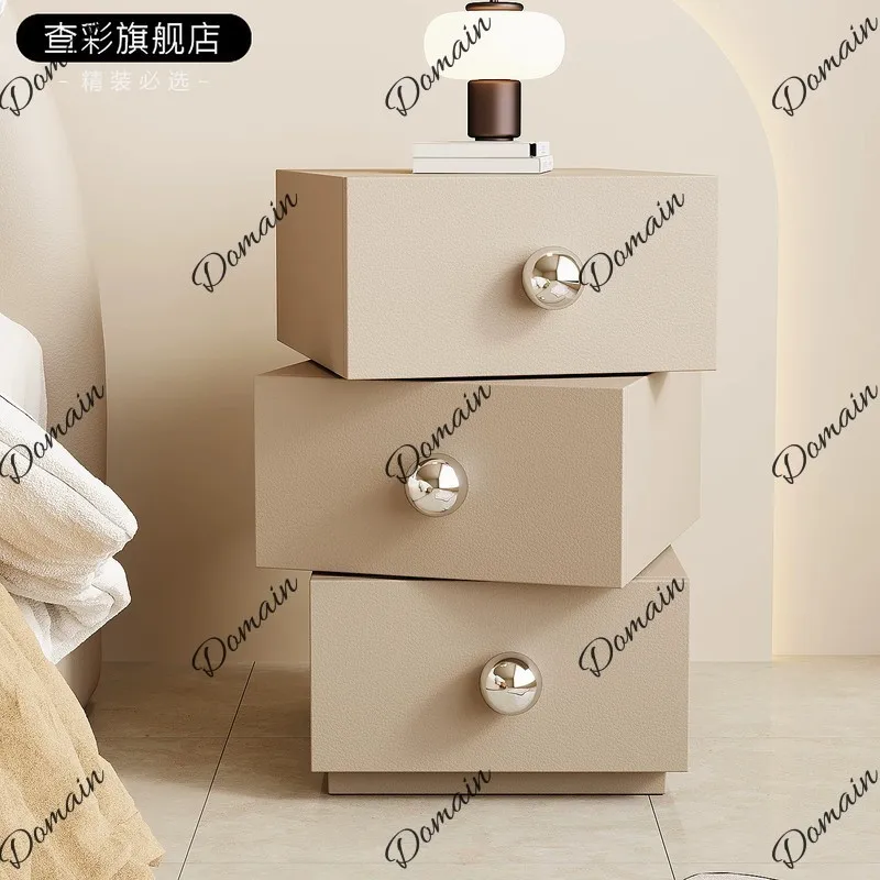 Creative Rotating Nightstand Cream Style Small Size Simple Modern Bedside Cabinet for Bedroom