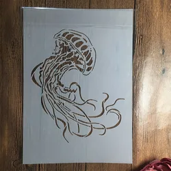Plantillas decorativas de medusas A4, 29cm, bricolaje, pintura de pared, libro de recortes colorear, álbum en relieve