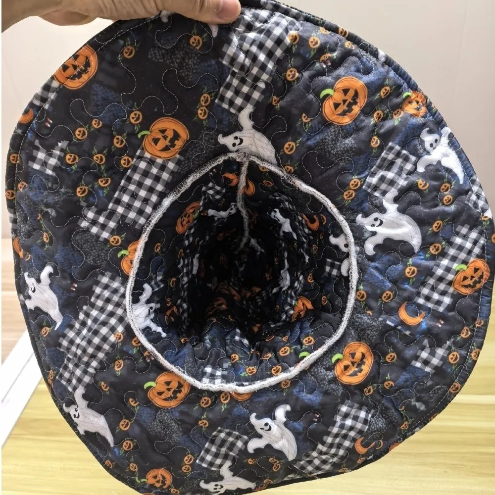 Wide Brim Halloween Witch Hat Vintage Cosplay Festival Hat Quilting Process Butterfly Pointed Wizard Hat Halloween