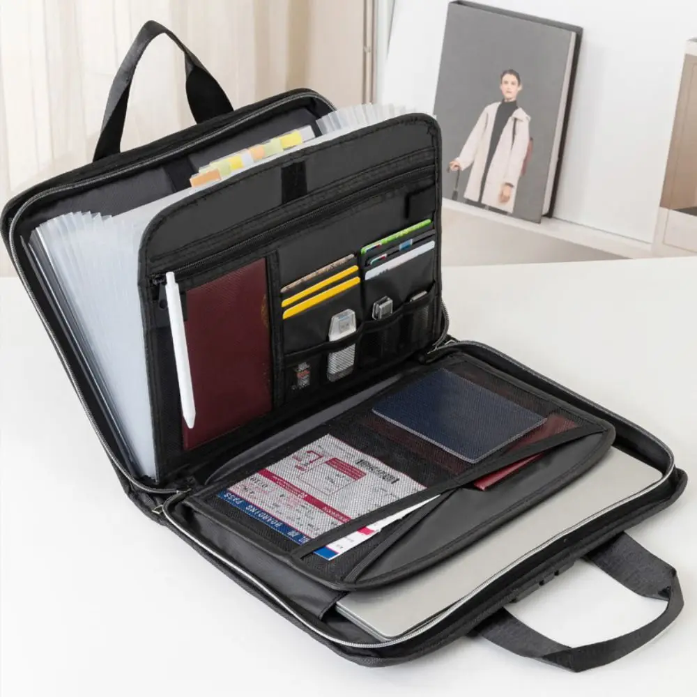 

Fireproof Important File Storage Bag Lockable Waterproof Accordion File Folder Heat-resistant Multi Pockets A4 Files Briefcase