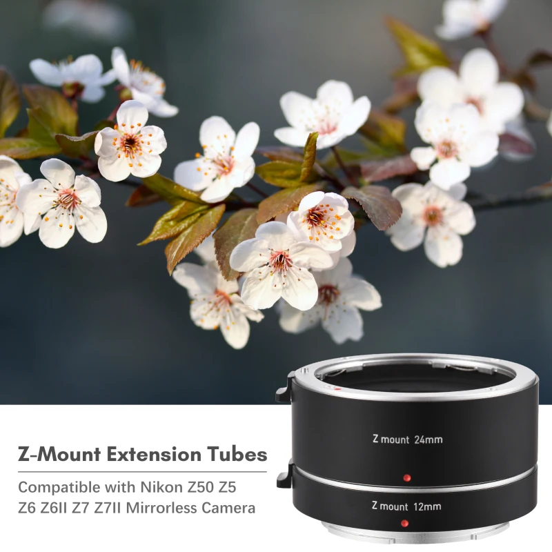 Auto Focus Automatic Extension Tubes 12mm 24mm Z Mount Macro Photography Tube for Nikon Z50 Z5 Z6 Z6II Z7 Z7II Mirrorless Camera