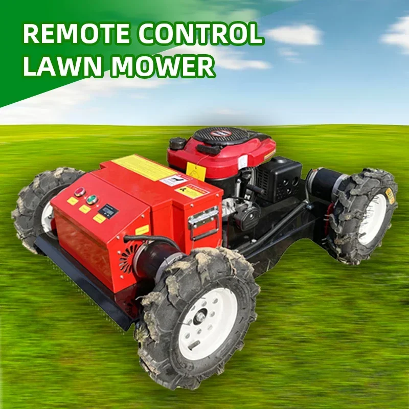 

Gasoline Mower Remote Control Grass Cutting Machine Cordless Self Propelled Wheeled Lawn Mowers for Orchard Garden Green Belt