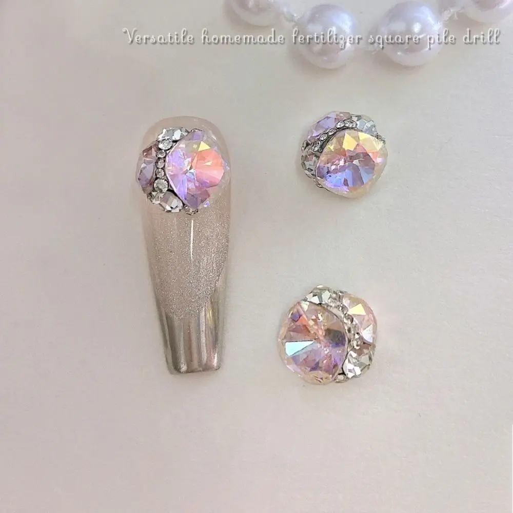 DIY cuadrado gordo hecho a mano uñas diamantes de imitación aleación de lujo accesorio de Arte de uñas 3D cristal manicura decoración accesorio chica