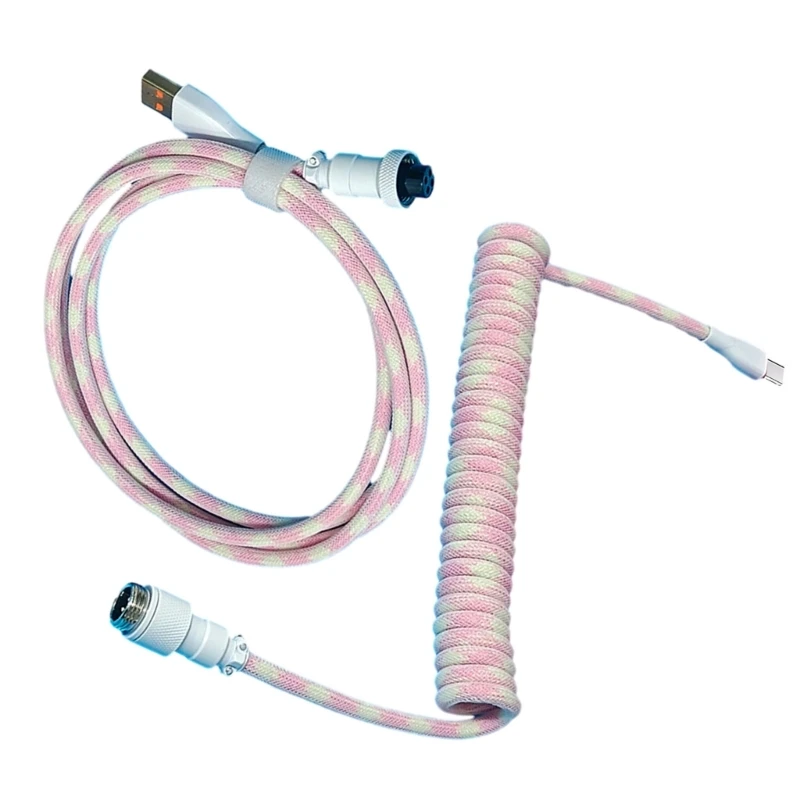 2023 ใหม่สาย TypeC USB ขดสำหรับคีย์บอร์ดเครื่องกลสายไฟที่ถอดออกได้