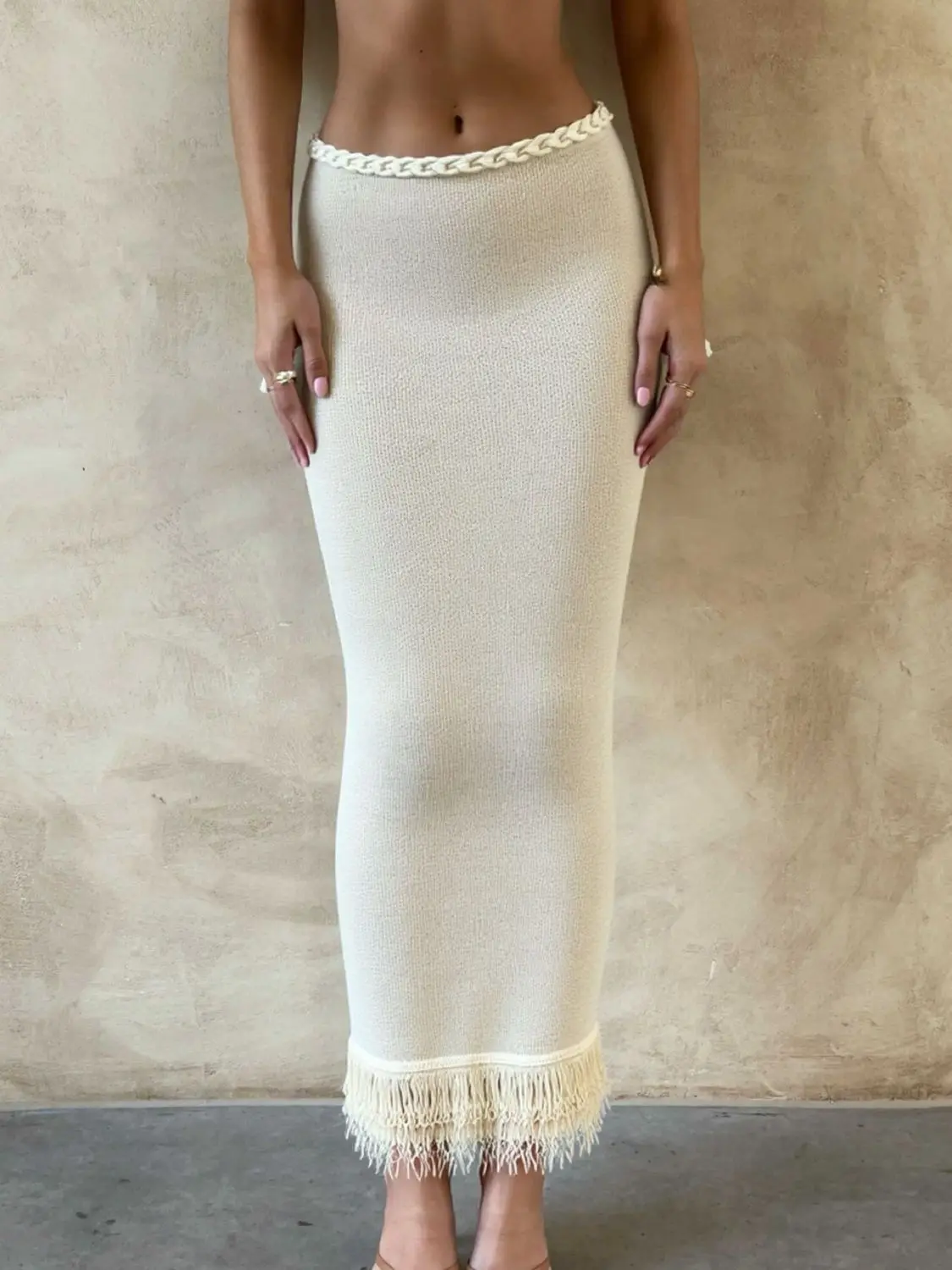 

Bodycon Skirt Flowers Woman Spring Elastic Layered Korean Commuting Daily Professional Slim Fitting Pleated Elegant Attractive