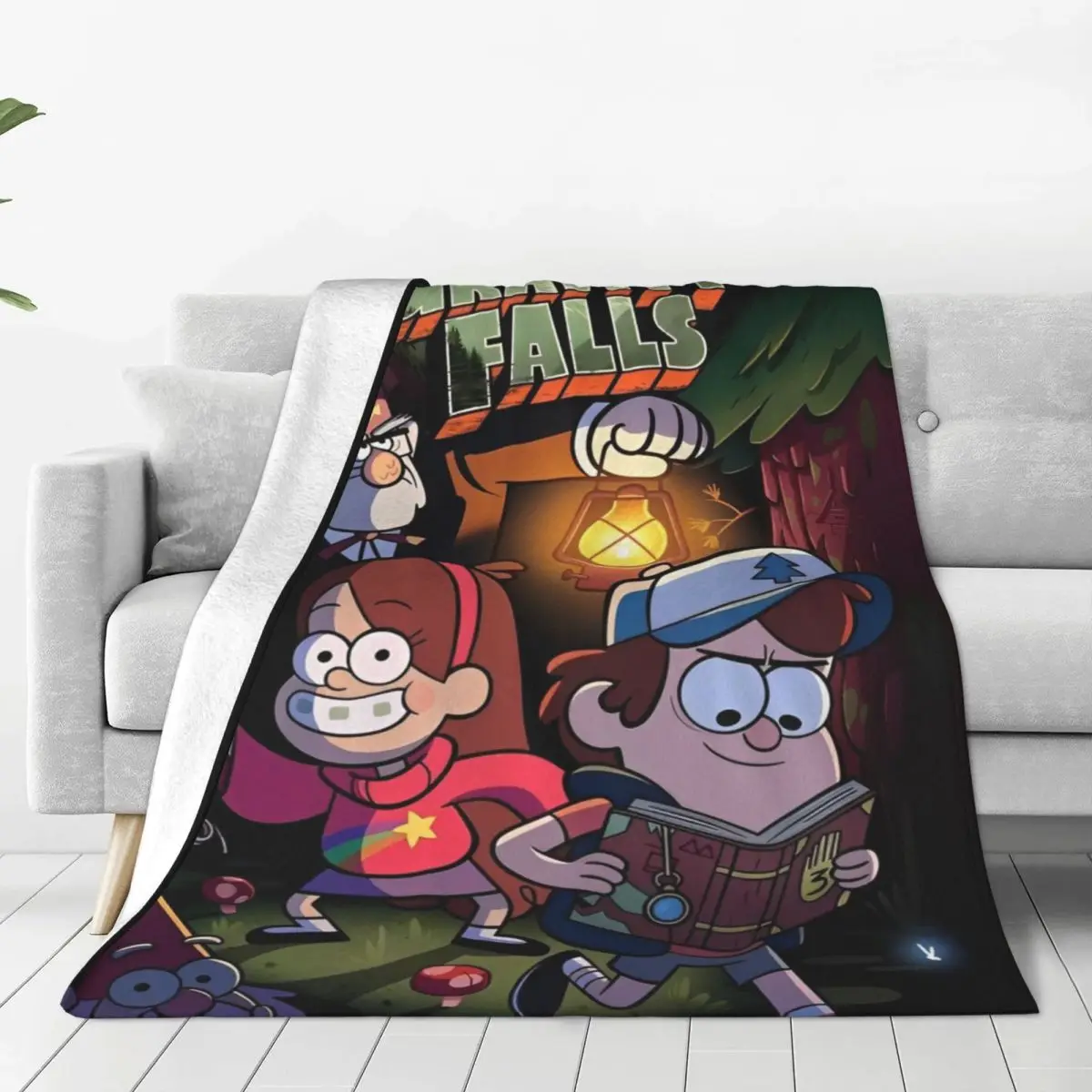 Gravity Falls Poster Dipper And Mabel Flannel Throw Blanket Cartoon Anime Blankets for Sofa Bedroom Lightweight Plush Thin Quilt