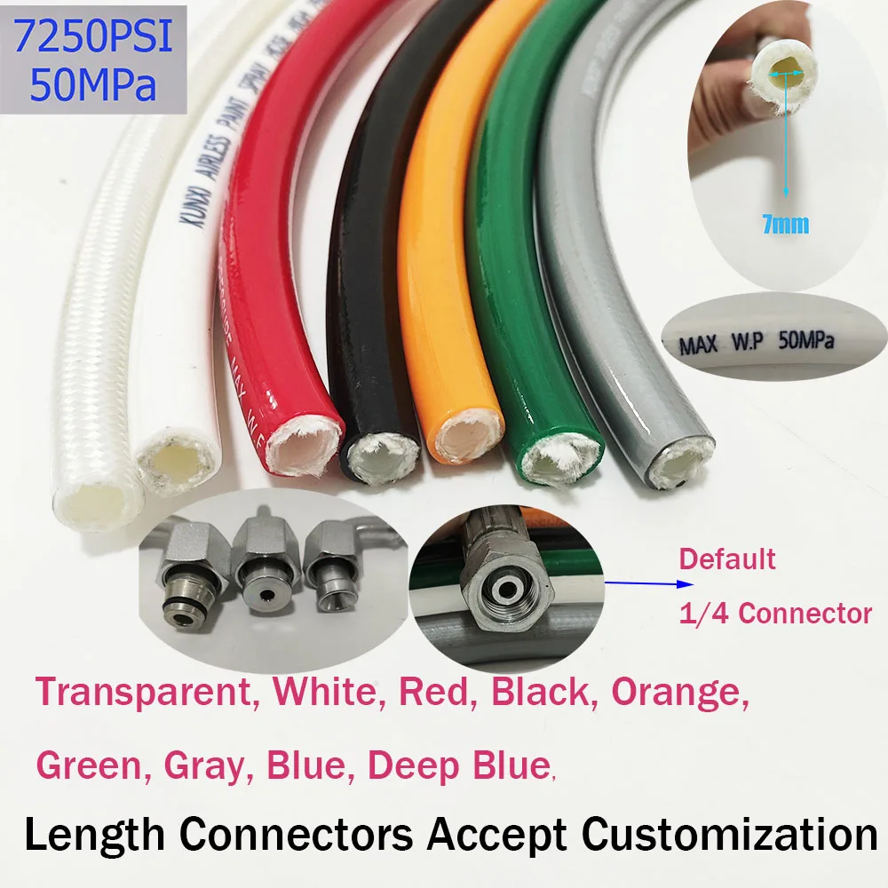 High Pressure Hose 7250PSI, 50MPa 9 Colors To Choose From, Can Order Various Types Of Connectors, Various Lengths