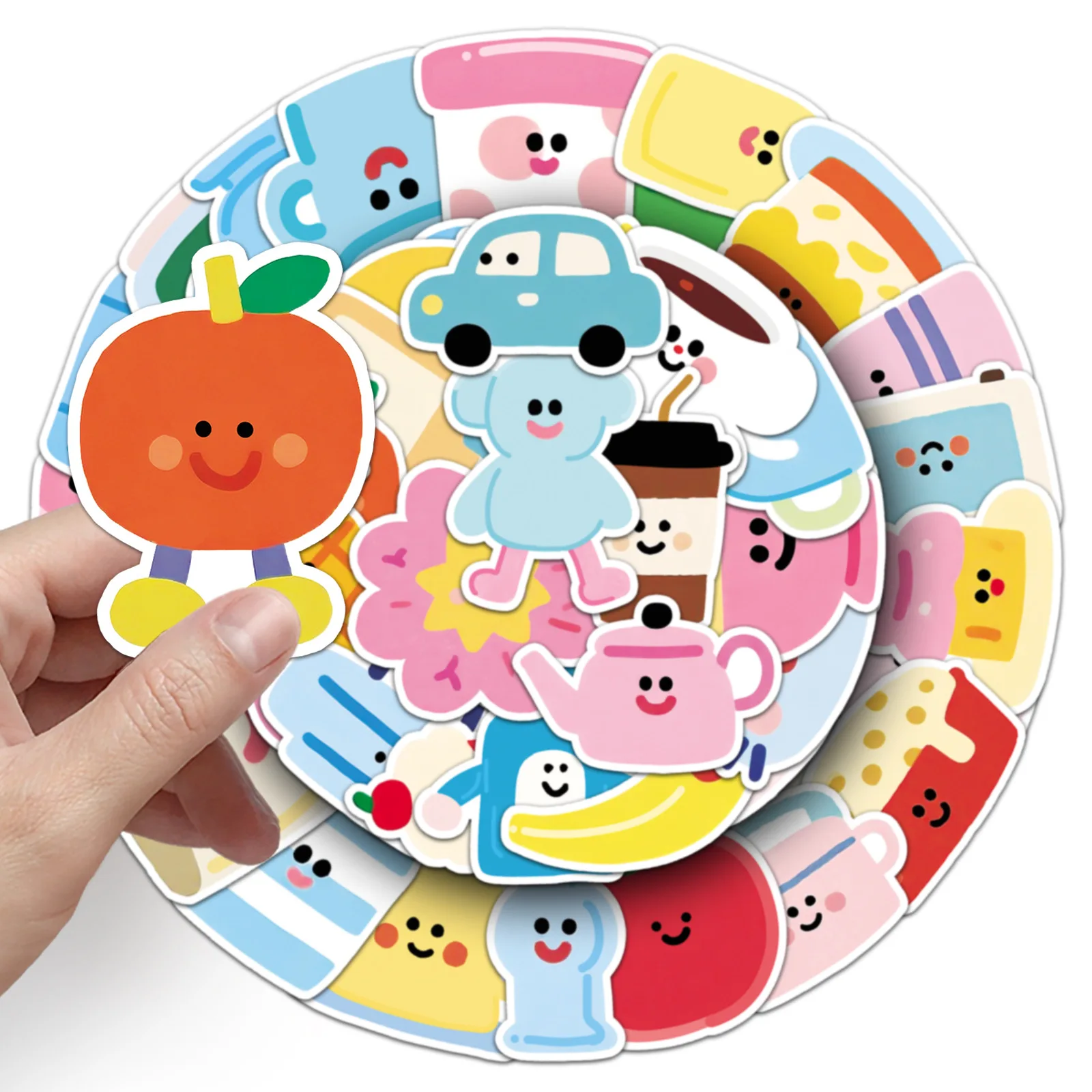 50PCS Children Funny Stickers Waterproof Cartoon Color Simple Painting Graffiti  Decoration DIY Toys Luggage Phone Bike Guitar