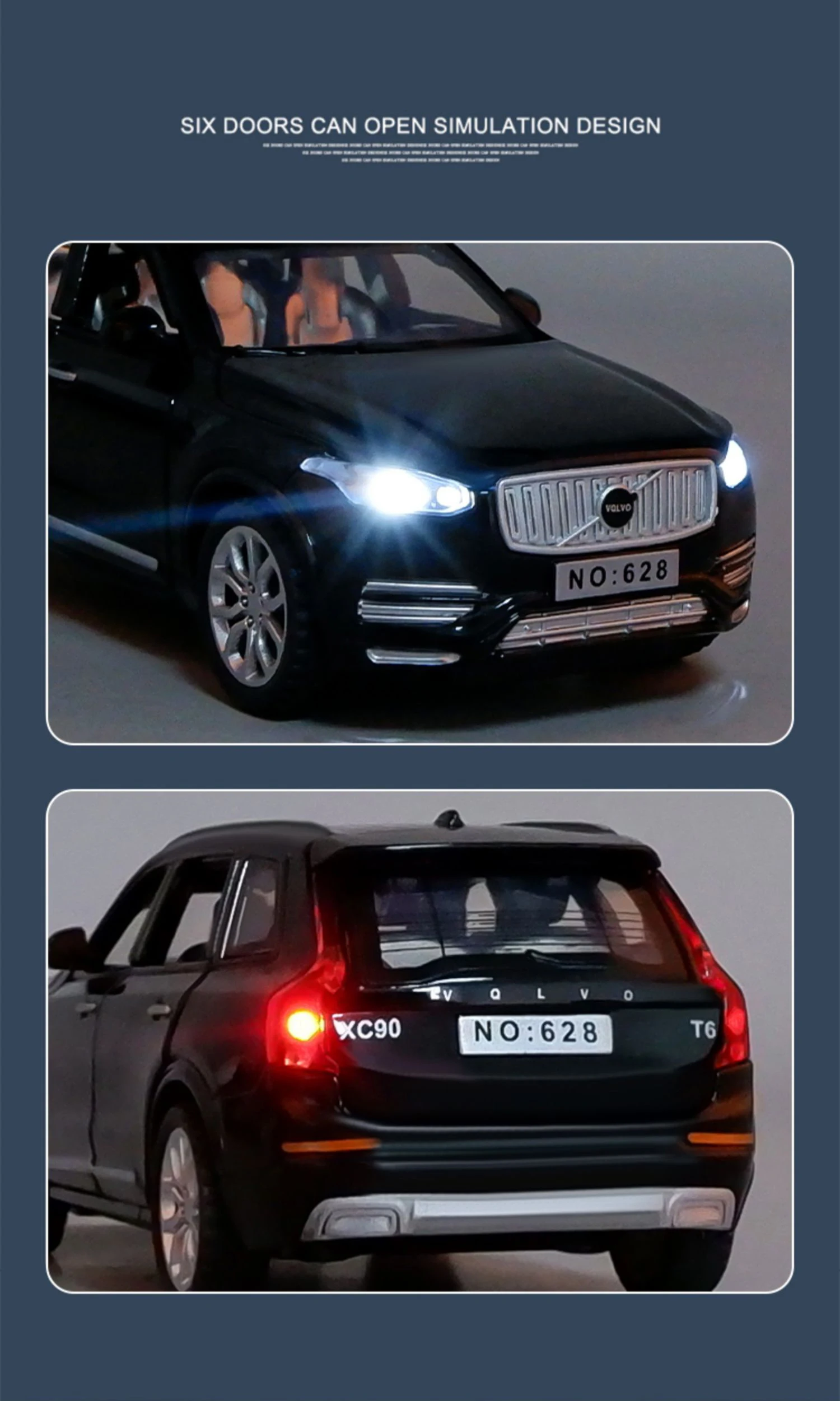 1:32 XC60 XC90 SUV Off-road Diecast Alloy Car Model Toy Cars Sound Light Pull Back Car Vehicle Children Toy Collection