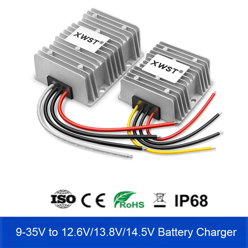 

DC DC Battery Charger 9-35V 12V 24V to 12V 12.6V 13.8V 14.5V Lead Acid Lithium Constant Current 12V Battery Charger Waterproof