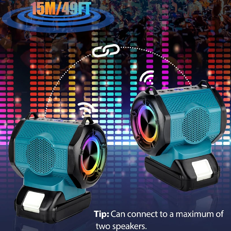 

Rechargeable Compact Speaker for Makita 18V Battery Portable Bluetooth Stereo Player for Home and Party (Battery Not Included)
