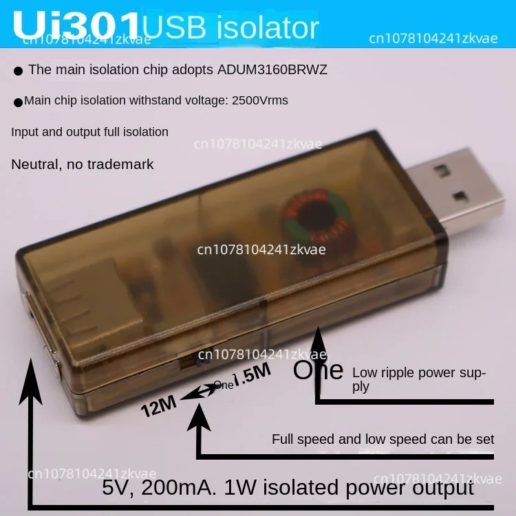 USB Isolator Industrial Grade 2.0 Usb to Safe Isolation ADUM4160 Anti-interference Is Better than Photoelectric